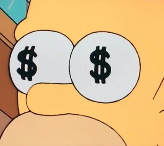 🤑 money, dollar signs, cartoon, greed, eyes telegram sticker