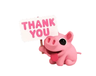 😊 THANK YOU หมู, ขอบคุณ, ทักทาย, น่ารัก, สัตว์, การ์ตูน, สีชมพู telegram sticker