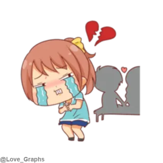 💔 llorando, triste, dibujos animados, desamor, anime, relación, solo/a telegram sticker