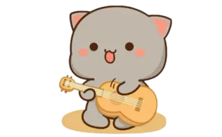 🎸 cat, guitar, cute, music, animal whatsapp sticker