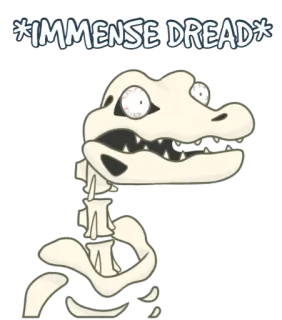 😳 *IMMENSE DREAD* angoisse, anxiété, squelette, dessin animé, drôle, peur, inquiétude whatsapp sticker