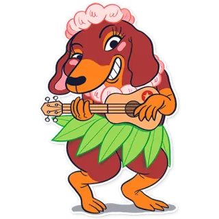 🎸 anjing, ukulele, hula, kartun, hewan telegram sticker