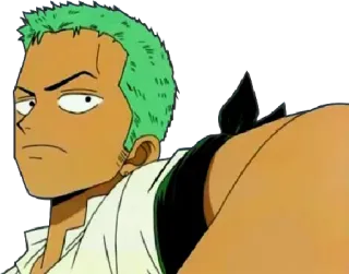 😒 Zoro One Piece anime, swordsman, green hair, pirate, martial arts telegram sticker