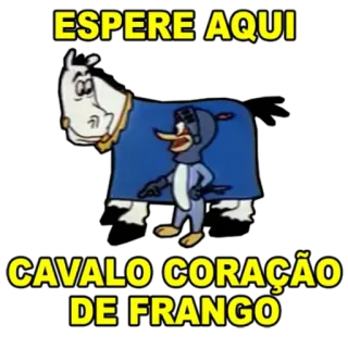 🐴 ESPERE AQUI
CAVALO CORAÇÃO DE FRANGO Desenho animado, Esperando, Animal, Cavalo, Galinha, Engraçado telegram sticker