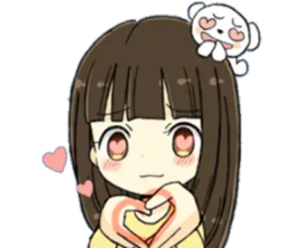 😍 Garota anime, Fofo, Coração, Desenho animado, Kawaii, Adesivo telegram sticker