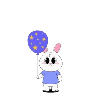 🐰 rabbit, bunny, balloon, stars, cartoon, cute telegram sticker