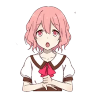 😎 Animé, Fille, Cheveux roses, Mignon, Surpris, Dessin animé, Autocollant whatsapp sticker