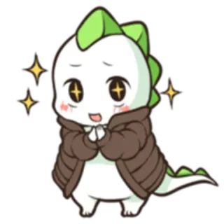 ✨ dinossauro, fofo, kawaii, chibi, desenho animado, anime, adesivo whatsapp sticker