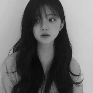 🎠 woman, portrait, black and white, asian, korean whatsapp sticker