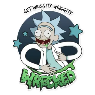 🤘 Rick Sanchez Rick and Morty GET WRIGGITY WRIGGITY WRECKED rick and morty, rick sanchez, mabuk berat, animasi, kartun, stiker telegram sticker