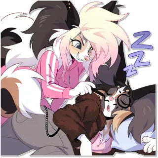 😈 Z furry, anthropomorphic, sleeping, drawing, artist, sketching, cartoon, stuffed animal, bedtime whatsapp sticker