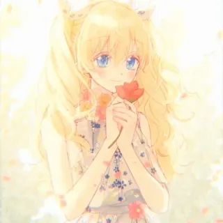 🌨️ Anime, Fille, Mignon, Fleur, Blonde, Dessin animé, Illustration whatsapp sticker