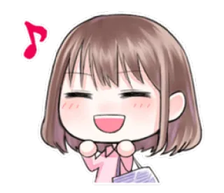💻 Anime, Cartoon, Fröhlich, Mädchen, Chibi, Süß, Kawaii, Freudig, Note telegram sticker