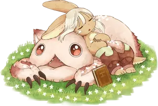 😴 Nanachi Made in Abyss อนิเมะ, มังงะ, น่ารัก, สัตว์, นอนหลับ, พักผ่อน whatsapp sticker