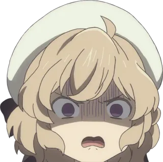😧 Аниме, Мультфильм, Выражение, Злой, Расстроенный, Персонаж telegram sticker