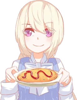 🙂 anime, girl, food, omelet, cute telegram sticker