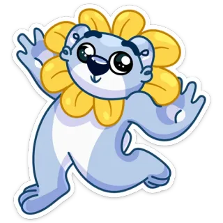 🌼 kartun, binatang, beruang, bunga, stiker, imut, kawaii, menari whatsapp sticker