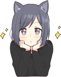 😗 anime, girl, cat ears, cute whatsapp sticker