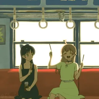 😀 Anime, Garotas, Trem, Amigos, Fofo telegram sticker