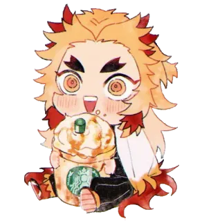 🔥 Rengoku Kyoujurou Demon Slayer anime, chibi, demon slayer, rengoku kyoujurou, starbucks, carino, personaggio whatsapp sticker