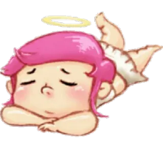 😔 ange, bébé, mignon, dessin animé telegram sticker