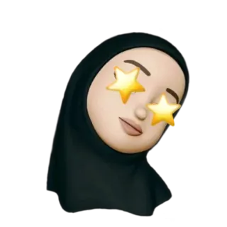 🤩 эмодзи, звезда, хиджаб, женщина, лицо, выражение whatsapp sticker
