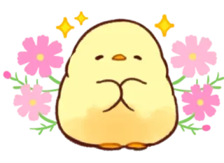 🌸 цыпленок, милый, цветы, блестки, каваий, животное telegram sticker
