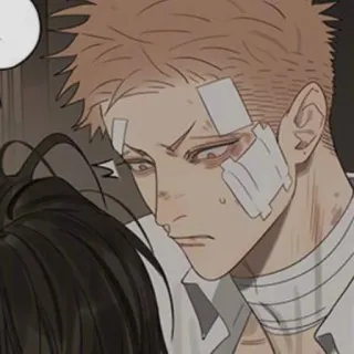 🍑 Anime, Vendajes, Herido, Hombre, 3 días de felicidad telegram sticker