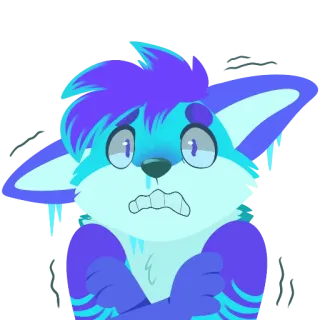 🥶 Dibujo animado, Zorro, Frío, Congelado, Azul, Peludo telegram sticker