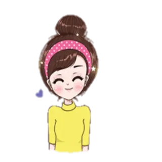 🙍 Desenho animado, Menina, Fofa, Mulher, Sorrindo, Arco de cabelo, Morena telegram sticker