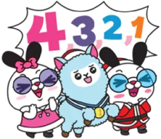 🎉 4 3 2 1 cartoni animati, animali, carino, conto alla rovescia, celebrazione telegram sticker