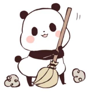 😀 Panda, Dier, Schattig, Cartoon, Bezem, Kawaii telegram sticker