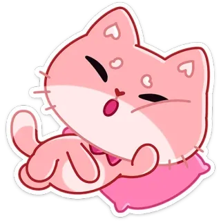 😴 кот, котёнок, милый, розовый, животное, мультфильм, сонный, каваий telegram sticker