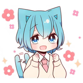 Голубой котик @Nyasticks whatsapp stickers
