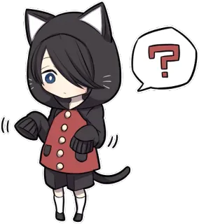 😶 kucing, anime, tanda tanya, chibi, imut telegram sticker