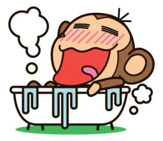🐵 ลิง, อ่างอาบน้ำ, ผ่อนคลาย, สัตว์, การ์ตูน, น่ารัก telegram sticker