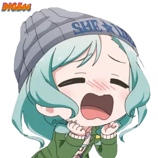 😰 SHE RIDES 动漫, 女孩, 毛线帽, 害羞, 卡通 whatsapp sticker