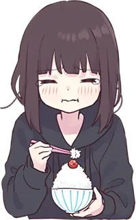 🍧 Anime, Eten, Rijst, Eten, Meisje, Leuk whatsapp sticker