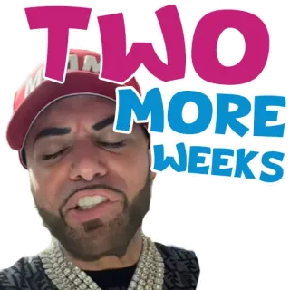 ✌️ TWO MORE WEEKS Мем, Обратный отсчет, Недели, Ожидание, Предвкушение whatsapp sticker