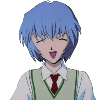 😄 Rei Ayanami Neon Genesis Evangelion Anime, Personagem, Garota, Sorriso, Rei Ayanami, Evangelion whatsapp sticker