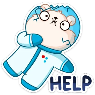 🙊 HELP dễ thương, hoạt hình, phi hành gia, gấu, giúp đỡ, vũ trụ telegram sticker