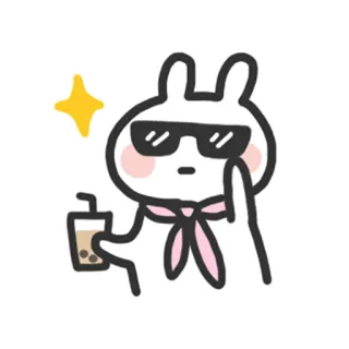 😎 cartoon, bunny, middle finger, sunglasses, boba, cute, sticker telegram sticker
