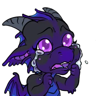 😢 crying, dragon, purple, tears, sad, cartoon, emotional whatsapp sticker