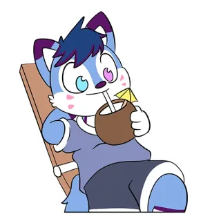 🥥 cartoon, animal, beach, relaxation, coconut telegram sticker