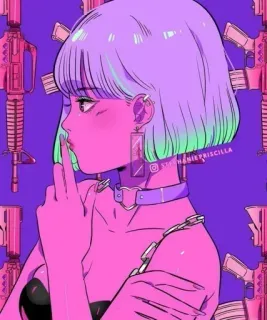 🍭 STEPHANIEPRISCILLA anime, guns, weapons, girl, portrait, illustration, digital art telegram sticker