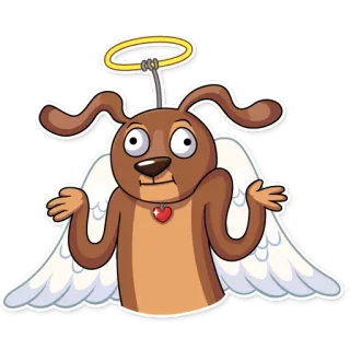 🤷 dog, angel, cartoon, wings, halo, cute whatsapp sticker