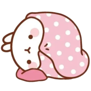 ☁️ 漫画, 動物, 可愛い, 羊, 眠い, 水玉, ピンク telegram sticker