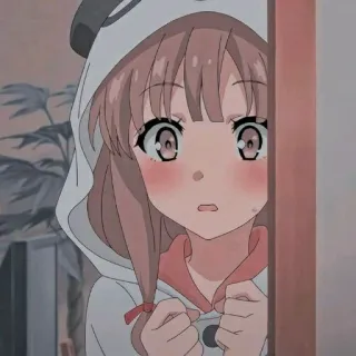 😳 anime, girl, hoodie, cute, kawaii telegram sticker
