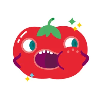 🙄 tomate, nourriture, légume, dessin animé, mignon, emoji, kawaii, autocollant telegram sticker