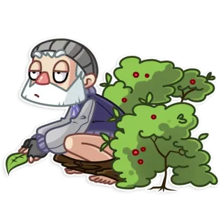 🚽 homem, agachado, arbusto, árvore, cansado, adesivo telegram sticker